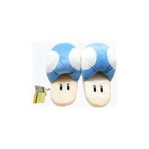   : Super Mario Brothers Mushroom Blue Ver Slippers Plush: Toys & Games