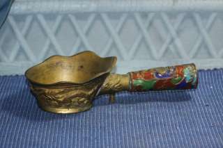 Antique OLD Chinese Oriental Dragon Brass Enamel Metal Silk Iron China 