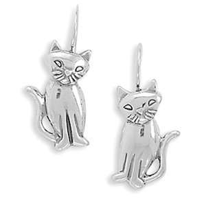   Silver Cat with Tilted Head Earrings West Coast Jewelry Jewelry