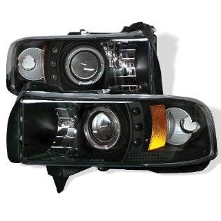  94 01 DODGE RAM HALO LED PROJECTOR HEADLIGHTS   BLACK Automotive