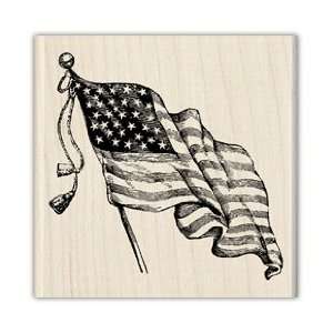  American Flag Wood Mounted Rubber Stamp