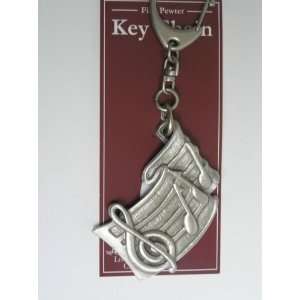  Music musician pewter keychain notes clef key chain 