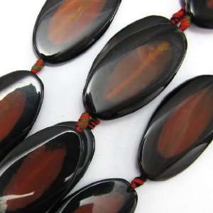    48mm black brown agate twist oval beads 8 strand: Home & Kitchen