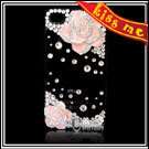   rhinestone handmade camellia pink flower iphone 4 4s case cover a8