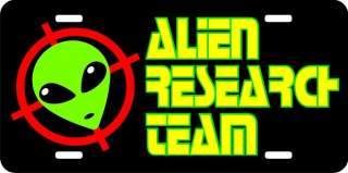 Alien Research Team Black License Plate  