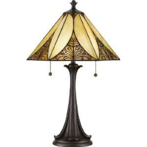   Lamp with Filigree with 48 Pieces of Tiffany Glass, Authentic Bronze