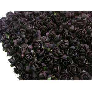  144pc Mulberry Paper 1/2 Rose Flower with Stem (Black 