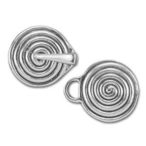  Sterling Silver Circle Spiral Design Hook and Eye Clasp 