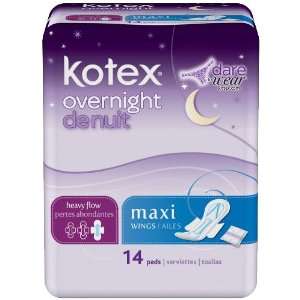  Kotex Overnight Maxi Pads with Wings 14 ct Health 