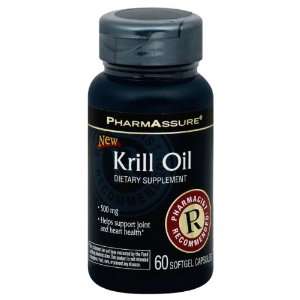  PharmAssure Krill Oil, 500 mg, Softgel Capsules 60 