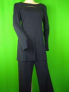 BIEFF BERGDORF GOODMAN Dark Navy NEW Tunic Pant Suit L made in USA 