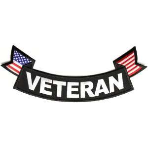  Veteran Patch   Large Bottom Rocker with US Flag, 11x4 