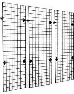 Commercial Grade Metal Grid Panel Wall Display 3 Pack, Black 