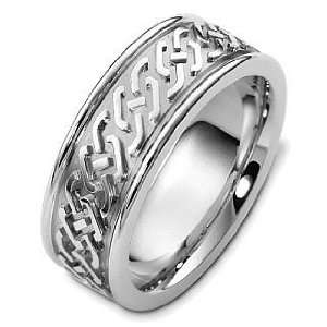  Style 14 Karat White Gold Unique Wedding Band Ring   9.5: Jewelry