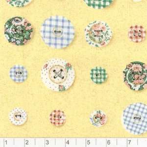   Button Medley Buttercream Fabric By The Yard Arts, Crafts & Sewing