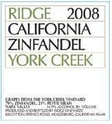 Ridge York Creek Zinfandel 2008 