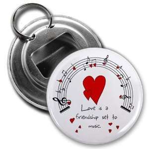  LOVE MUSIC Valentines Day 2.25 inch Button Style Bottle 