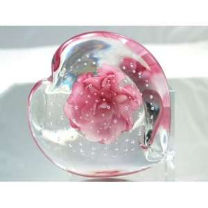   Glass Art Pink Bubble Handmade Art Glass Paperweight Pw 324: Home