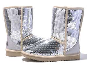 UGG W Classic Short Sparkles Silver (3161) US Women Sizes  