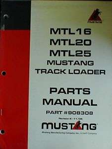 Mustang MTL16 MTL20 MTL25 Parts Catalog Manual Book  