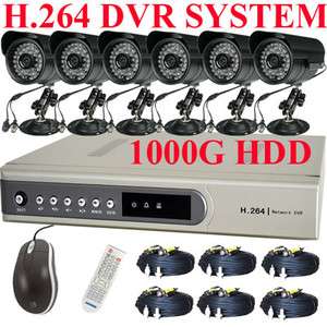 CCTV 8CH 1TB H.264 Net DVR 6 36LED outdoor CCD security camera system 