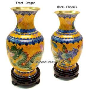   Chinese Crafts / Chinese Cloisonne Vase   Dragon & Phoenix: Home