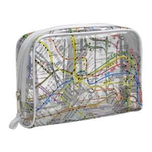  Clear Vinyl NYC Map Toiletry Bag w/ White Trim: Beauty