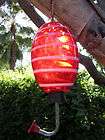 Blown glass hummingbird feeder bird red white twist Large New Retail $ 