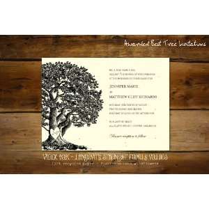   Custom Vieux Oak Wedding Invitations on Seeded Paper 