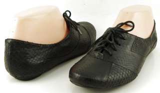 SAM EDELMAN CORY Black Snake Print Lace up Womens Oxford Shoes 8 
