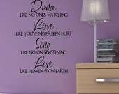 Dance Love Sing Live Home Vinyl Wall words letter Decal