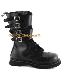 DEMONIA ATTACK 10 Punk Gothic Leather Mens Combat Boots  