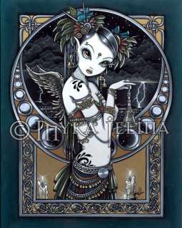 Gothic Tribal Fusion Moon Angel Art Signed Print Melita  