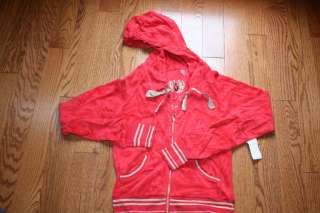 TWISTED HEART GLITZ TERRY HOODIE RED HOT SMALL & MEDUIM NEW SALE $115 