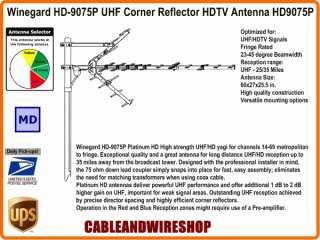 Winegard HD 9075P Reflector UHF HDTV HD Antenna HD9075P  