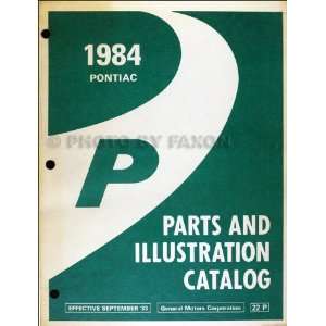  1984 Pontiac Fiero Parts Book Original Pontiac Books