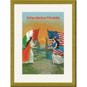   Framed/Matted Print 17x23, Italian American Friendship