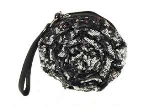 Betseyville NEW Rose Embellished Wristlet Small Handbag Black Bag 