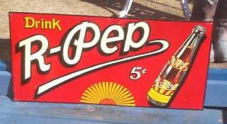   Old Rare R Pep Soda pop Metal Advertising Sign Unusual L@@K!!  