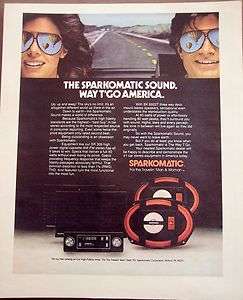   Sparkomatic Sound car radio w/ AM/FM stereo Original Vintage AD  