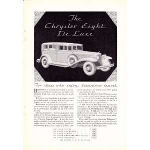  1931 Ad Chrysler Eight De Luxe Original Vintage Car Print 