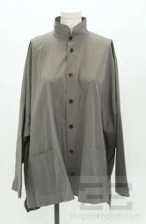 Eskandar Taupe Cotton Button Front Long Sleeve Blouse Size 2  