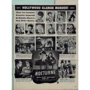  1943 Movie Ad, NOCTURNE, starring George Raft and Lynn 