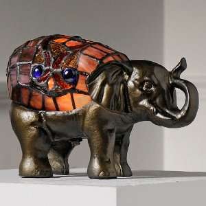  Tiffany Style Decorative Elephant Accent Lamp: Home 
