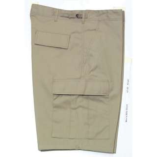 Khaki Tan Sand BDU CARGO SHORTS   Cotton/Poly Twill 6 Pockets Button 