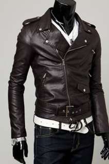 NWT Mens Slim Top Designed Sexy PU Leather Short Jacket E420 2color 4 