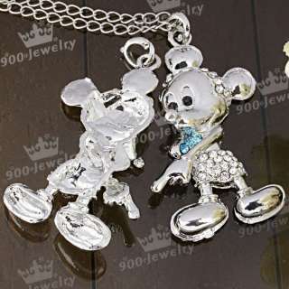1P Silver Plated Rhinestone Lovely Micky Mouse Pendant Bead Jewellery 