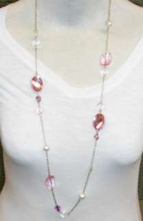 RUE 21 Silver Chain Necklace W/ Pink,white,purple&clear beads CUTE 