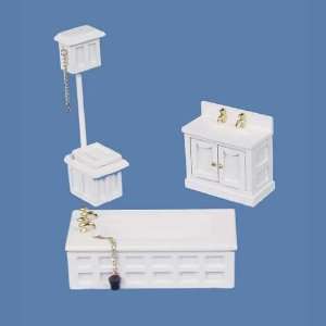  Miniature 1/2 Scale 3 Pc. White Wooden Bathroom Toys & Games
