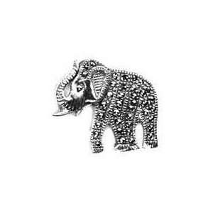    Sterling Silver Genuine Marcasite Stone Elephant Pin Jewelry
